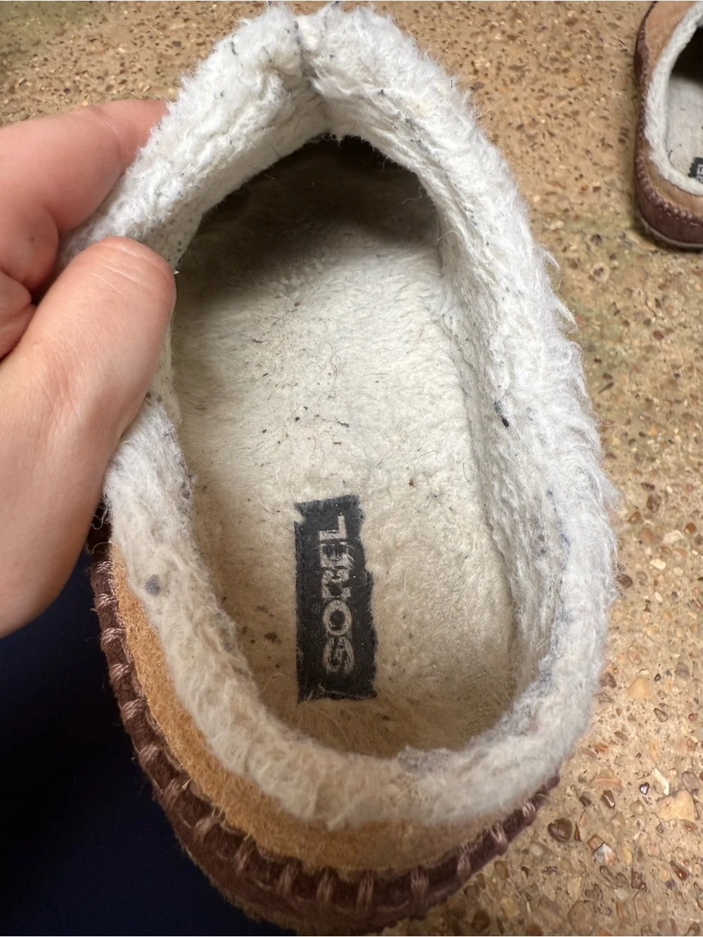 Men’s Sorel Brown Slip-On Slippers with Cream Interior